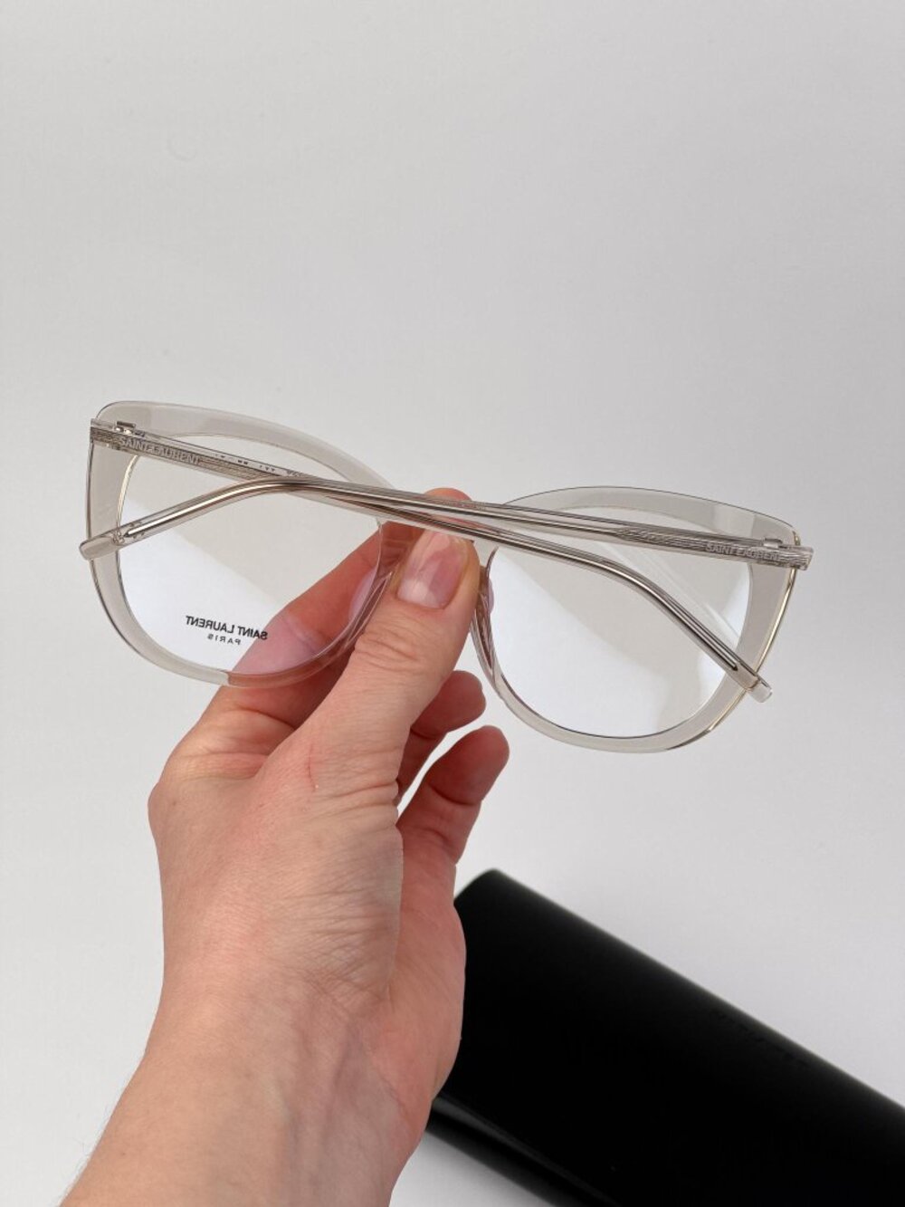 Saint Laurent SL778 004 Cat Eye Eyeglasses – Transparent Beige | Women’s - Picture 2 of 9